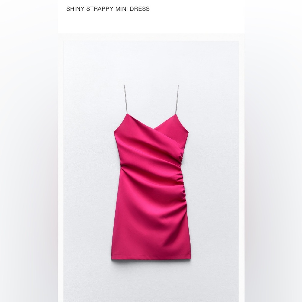 Pink Shiny Strappy Mini Dress